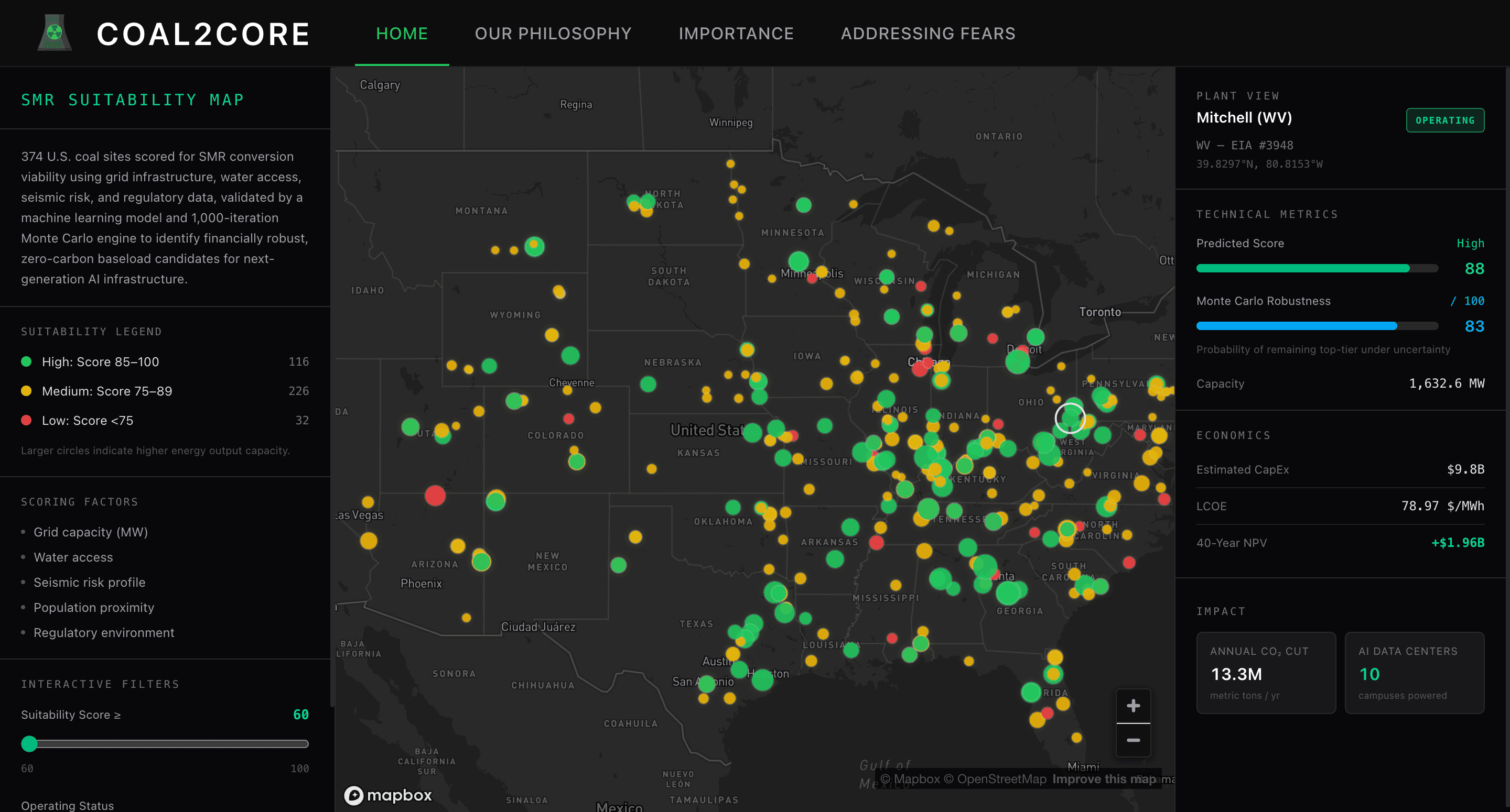 Coal2Core website screenshot
